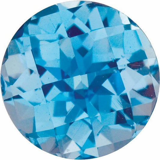 Calibrated Checkerboard Round AA Grade Blue Natural Topaz